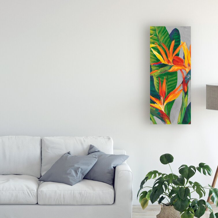 Bay Isle Home Bird Of Paradise Triptych II On Canvas by Timothy O